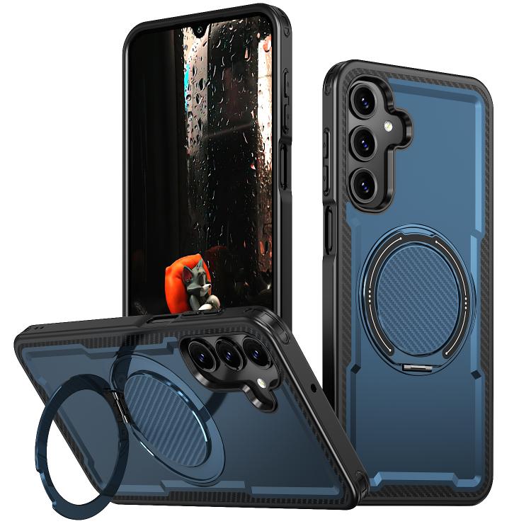 For Samsung Galaxy A16 5G kalebol Metal 360 Degree Rotation Holder MagSafe Phone Case(Navy Blue)