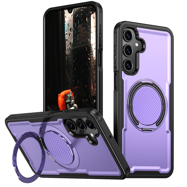 For Samsung Galaxy A16 5G kalebol Metal 360 Degree Rotation Holder MagSafe Phone Case(Purple)