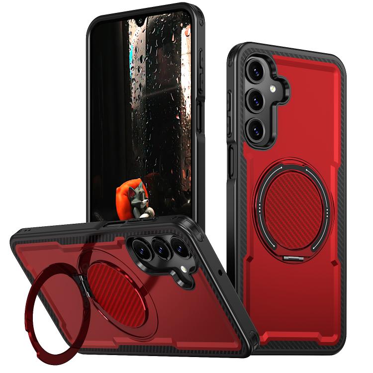 For Samsung Galaxy A16 5G kalebol Metal 360 Degree Rotation Holder MagSafe Phone Case(Red)