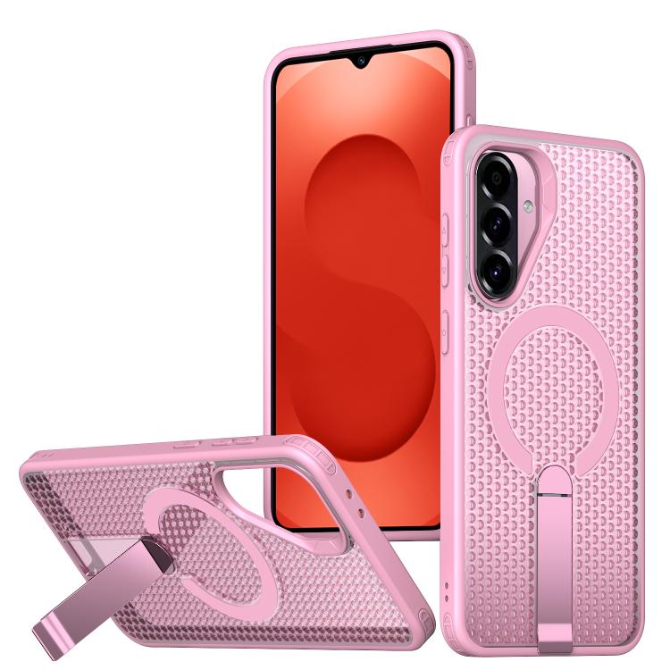 For Samsung Galaxy A26 5G kalebol Honeycomb Cooling MagSafe Holder Phone Case(Pink)