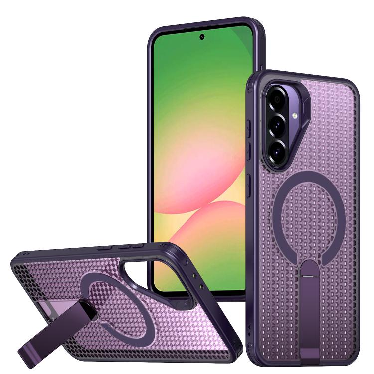 For Samsung Galaxy A36 5G kalebol Honeycomb Cooling MagSafe Holder Phone Case(Purple)