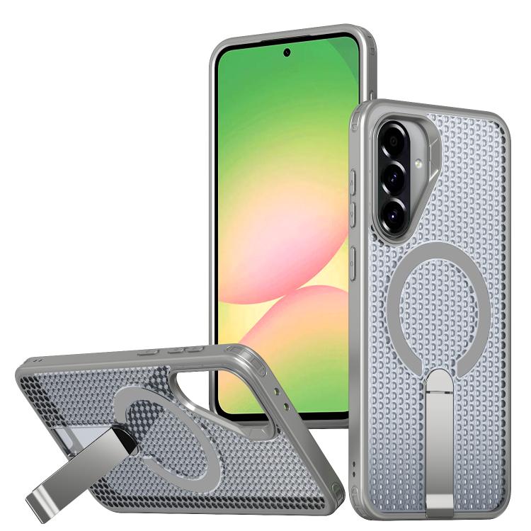 For Samsung Galaxy A36 5G kalebol Honeycomb Cooling MagSafe Holder Phone Case(Titanium Grey)
