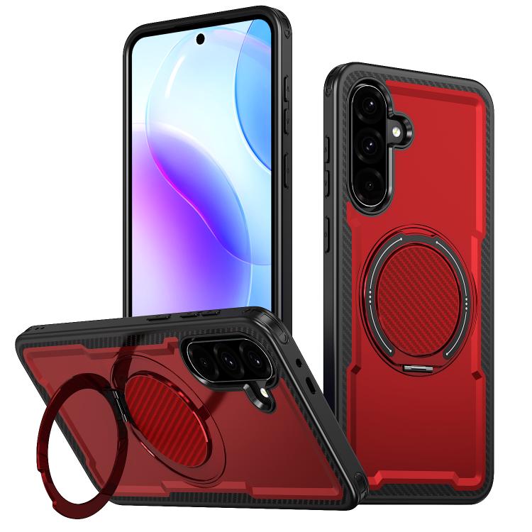 For Samsung Galaxy A56 5G kalebol Metal 360 Degree Rotation Holder MagSafe Phone Case(Red)