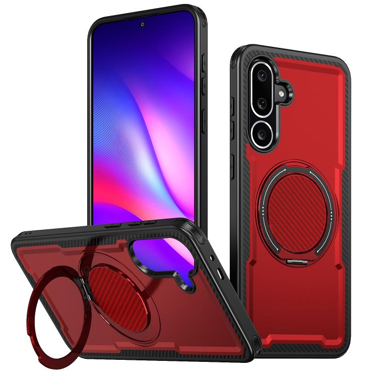 For Samsung Galaxy F56 5G kalebol Metal 360 Degree Rotation Holder MagSafe Phone Case(Red)