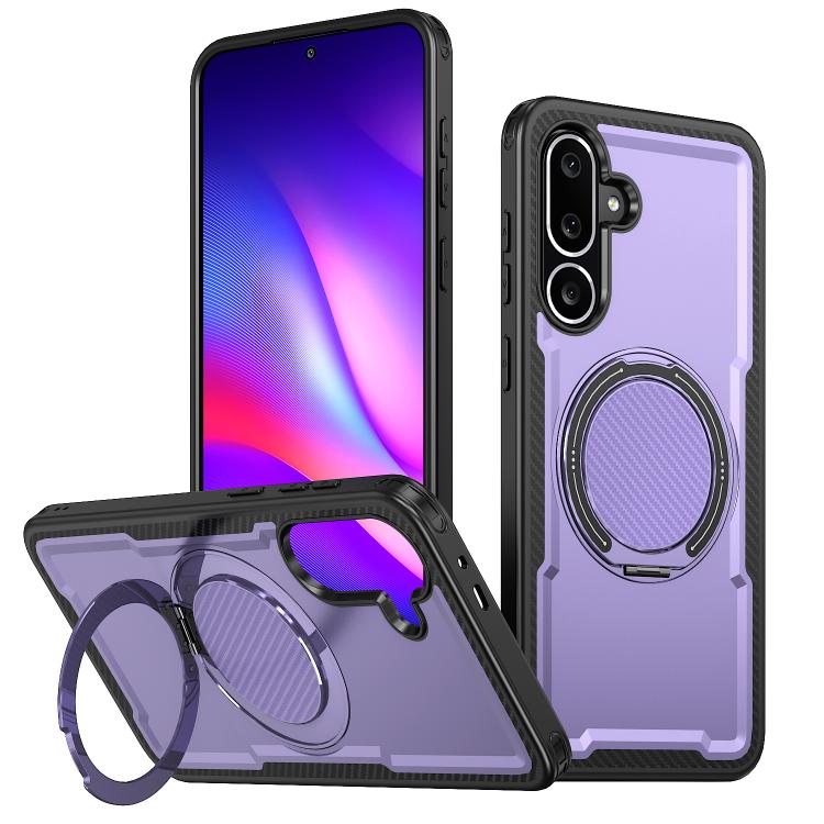 For Samsung Galaxy M56 5G kalebol Metal 360 Degree Rotation Holder MagSafe Phone Case(Purple)