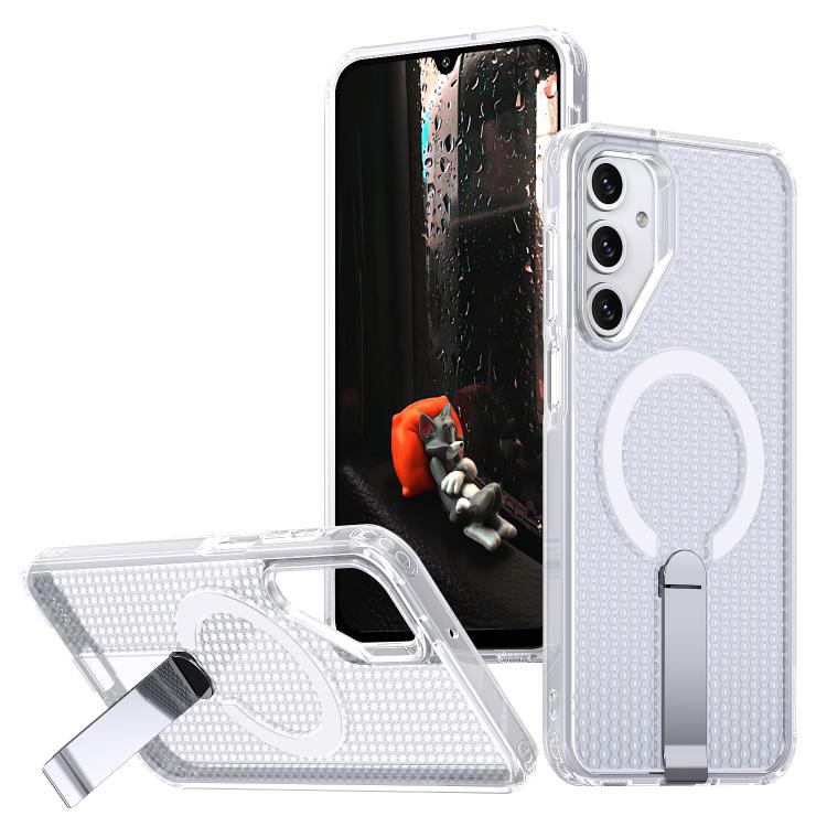 For Samsung Galaxy A15 5G kalebol Honeycomb Cooling MagSafe Holder Phone Case(Frosted Transparent)
