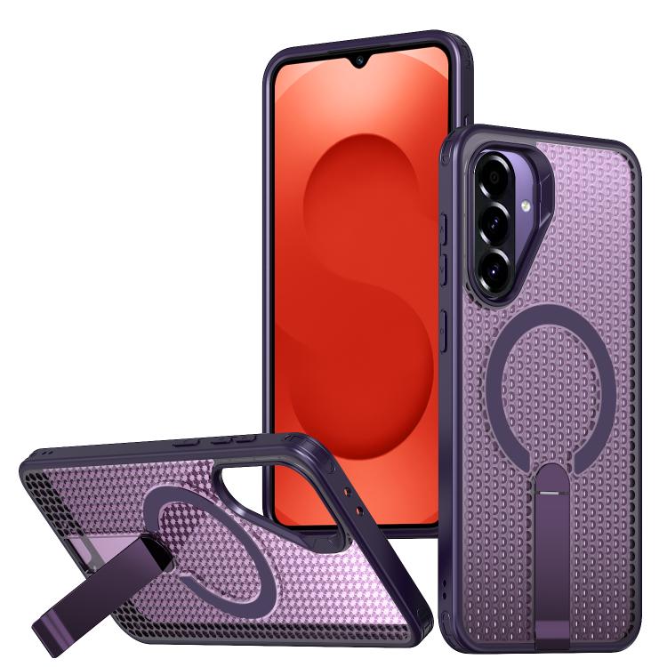 For Samsung Galaxy A26 5G kalebol Honeycomb Cooling MagSafe Holder Phone Case(Purple)