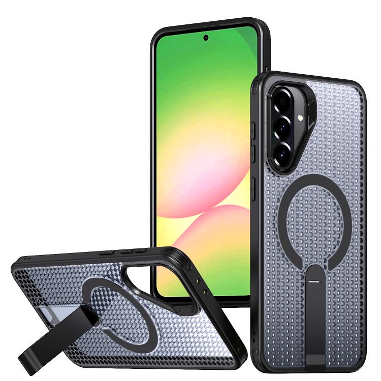 For Samsung Galaxy A36 5G kalebol Honeycomb Cooling MagSafe Holder Phone Case(Black)