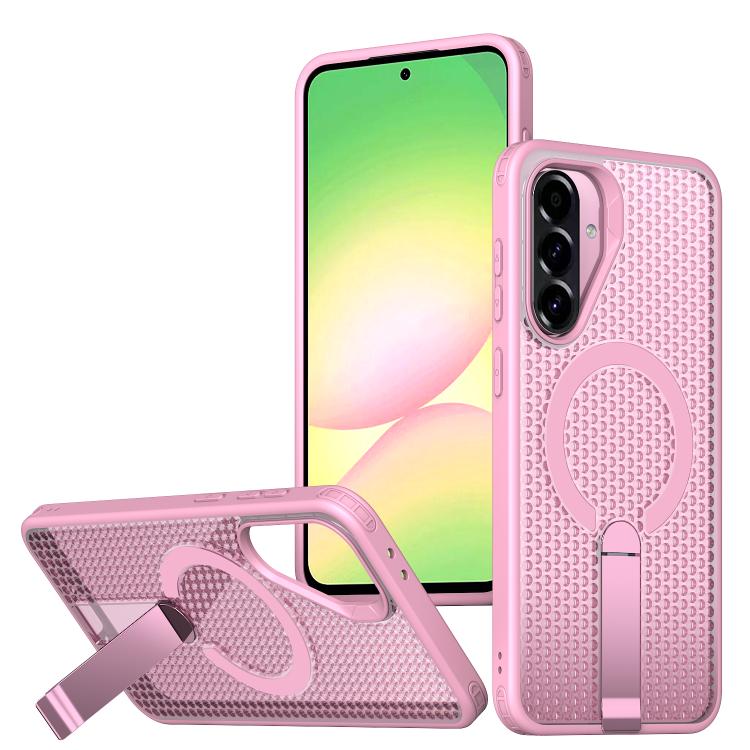 For Samsung Galaxy A36 5G kalebol Honeycomb Cooling MagSafe Holder Phone Case(Pink)