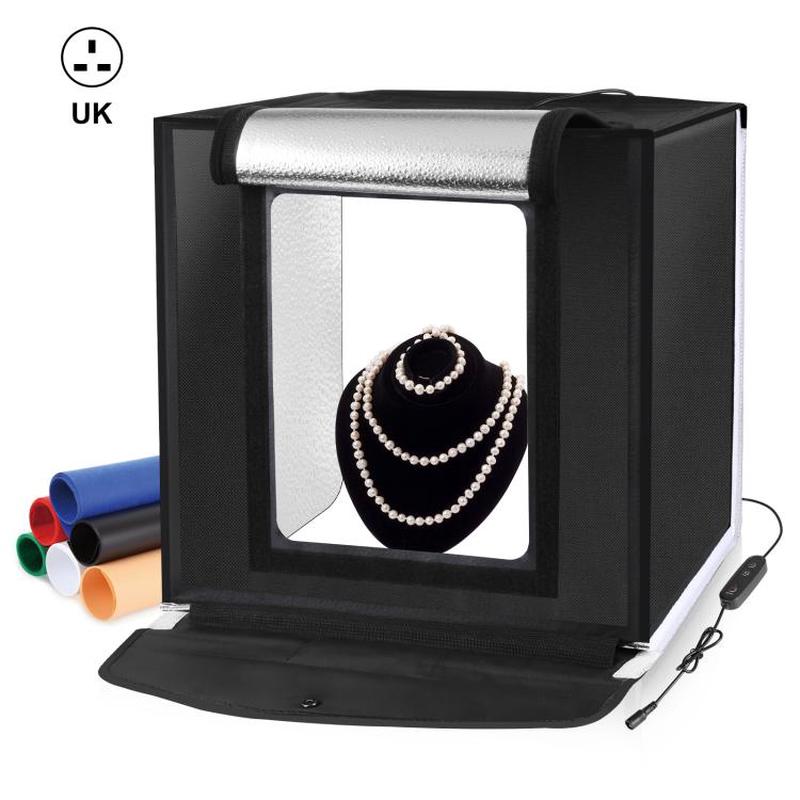 PULUZ 40cm Folding Portable White Light Dimmable Photo Lighting Studio Shooting Tent Box Kit with 6 Colors (Black, Orange, White, Red, Green, Blue) Backdrops(UK Plug)