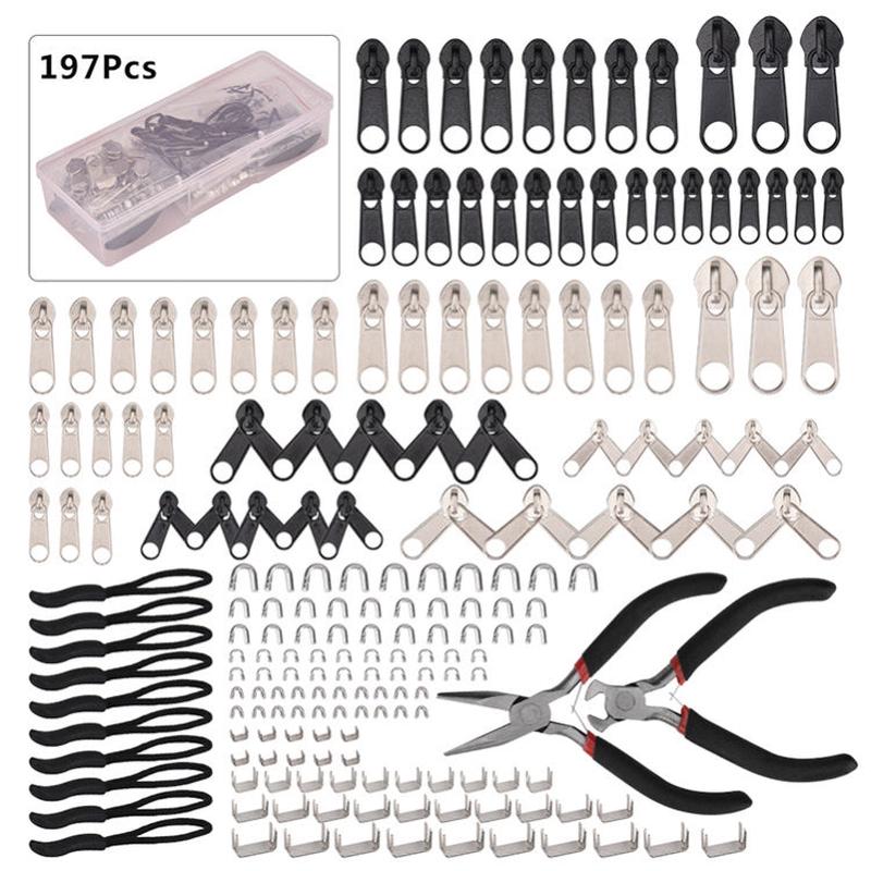197pcs Zinc Alloy Painted Nylon Zipper Puller Set For Clothing Tent Install