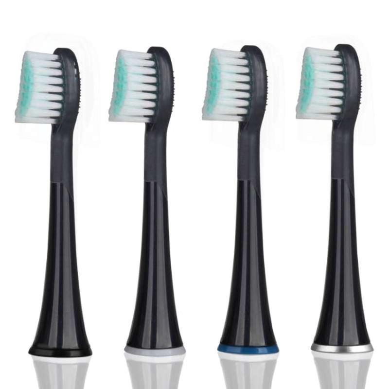 4 PCS Toothbrush Heads and Caps for Mornwell D01/D02 Electric Toothbrushes(Black D902)