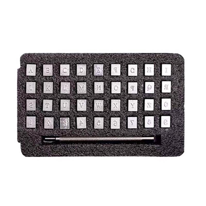36 In 1 Leather English Print Punch Digital Seal Craft Leather Carving Tools, Size: 3.5mm