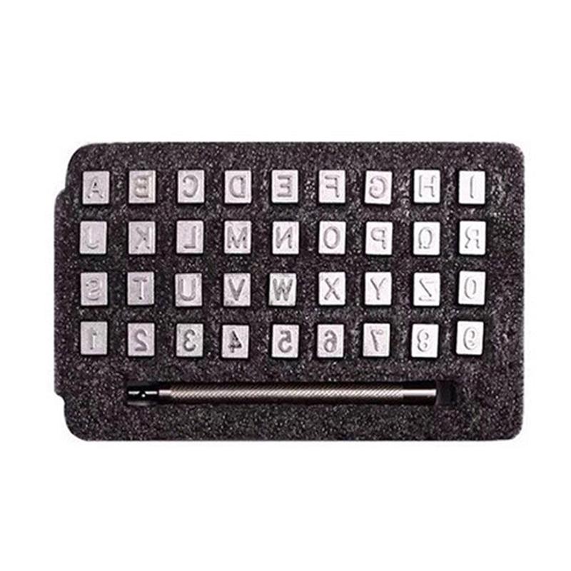 36 In 1 Leather English Print Punch Digital Seal Craft Leather Carving Tools, Size: 6.5mm