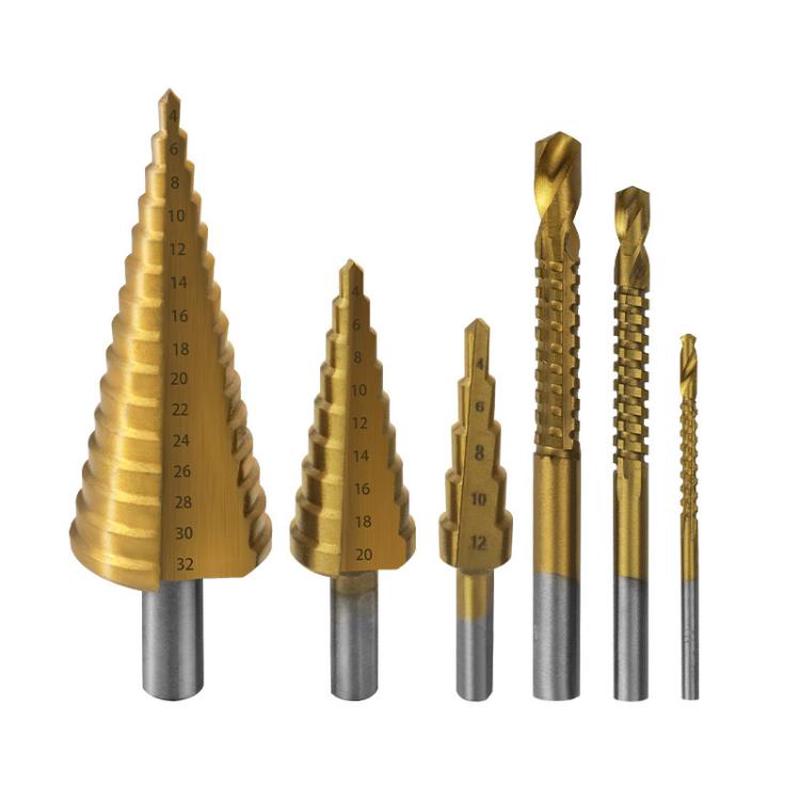 6pcs/Set Triangular Shank Drill Bits Woodworking Grooving Saw Drill Set(bagged)