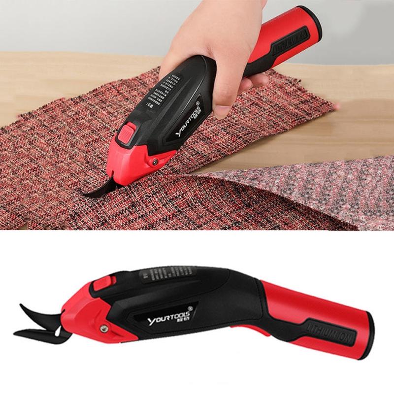 YOURTOOLS Y4005 12W Charging Version Tungsten Steel Electric Scissors Clothing Leather Carpet Trimming Scissors, Battery Capacity: 1500mAh (Red)