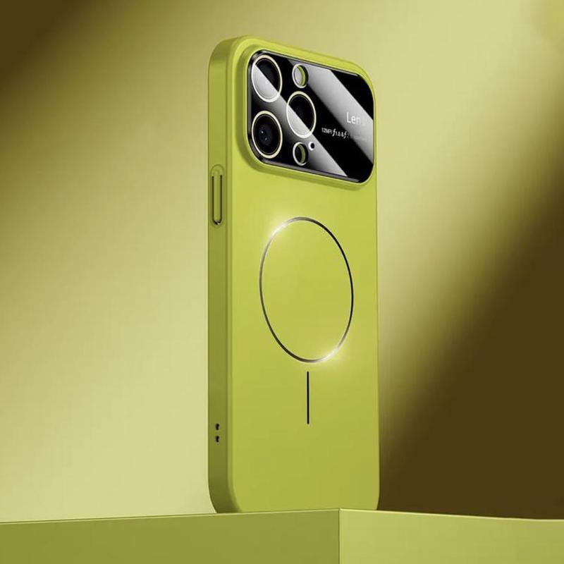 For iPhone 15 Pro Kalebol Large Window MagSafe Frosted PC Phone Case(Avocado Green)