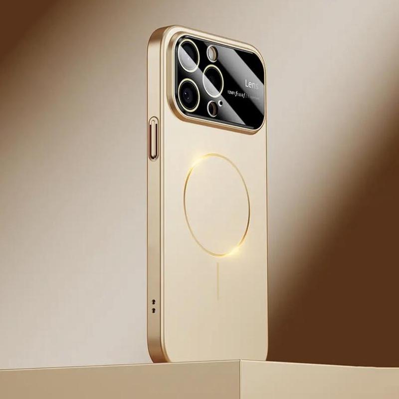 For iPhone 15 Pro Kalebol Large Window MagSafe Frosted PC Phone Case(Desert Gold)