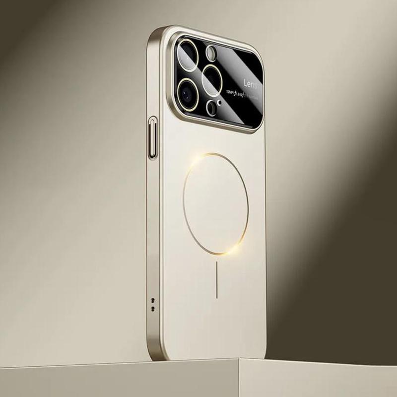 For iPhone 15 Pro Kalebol Large Window MagSafe Frosted PC Phone Case(Titanium Color)