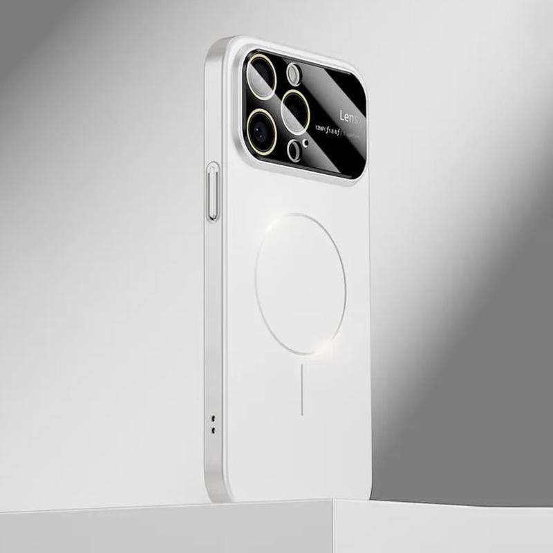 For iPhone 15 Pro Kalebol Large Window MagSafe Frosted PC Phone Case(White)