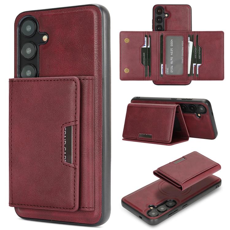 For Samsung Galaxy S24+ 5G Kalebol Strong Magnetic MagSafe Tri-Fold Wallet Leather Phone Case(Red)