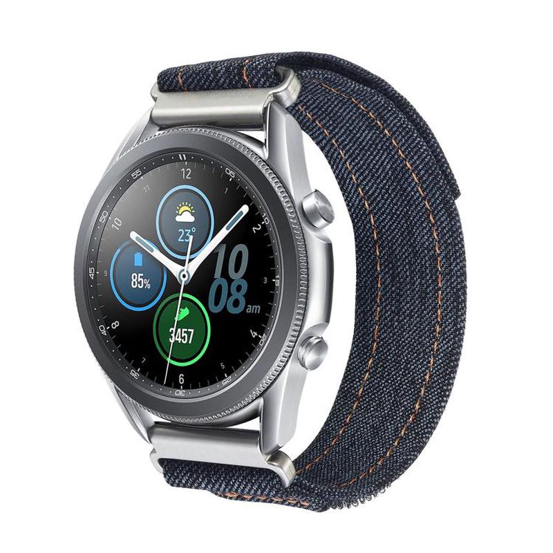 Kalebol 18mm Universal Nylon Loop Fastener Denim Watch Band(Black)