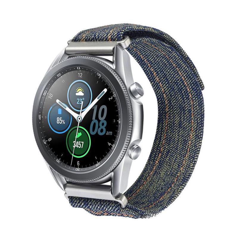 Kalebol 22mm Universal Nylon Loop Fastener Denim Watch Band(Cement Yellow)