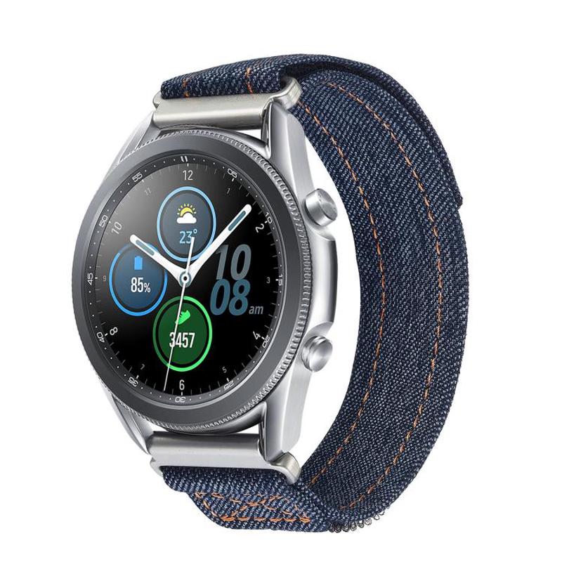 Kalebol 22mm Universal Nylon Loop Fastener Denim Watch Band(Dark Grey)