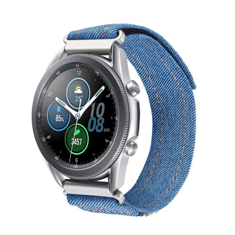 Kalebol 22mm Universal Nylon Loop Fastener Denim Watch Band(Royal Blue)