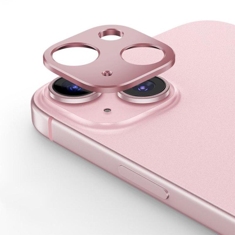 For iPhone 15 Plus Kalebol Metal Hollow Lens Protection Ring(Pink)