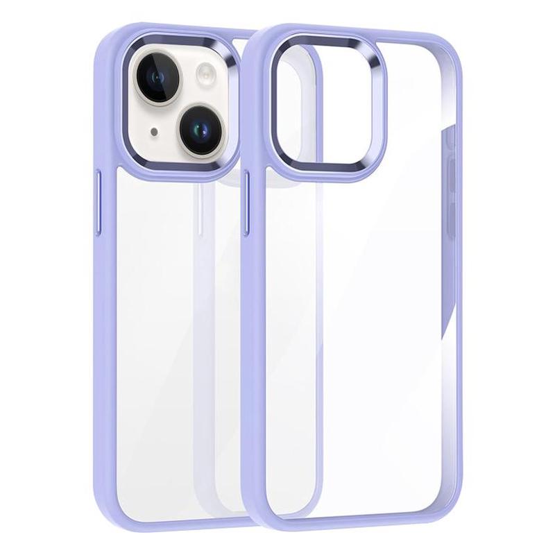For iPhone 15 Kalebol Gold Shield PC Hybrid TPU Phone Case(Light Purple)
