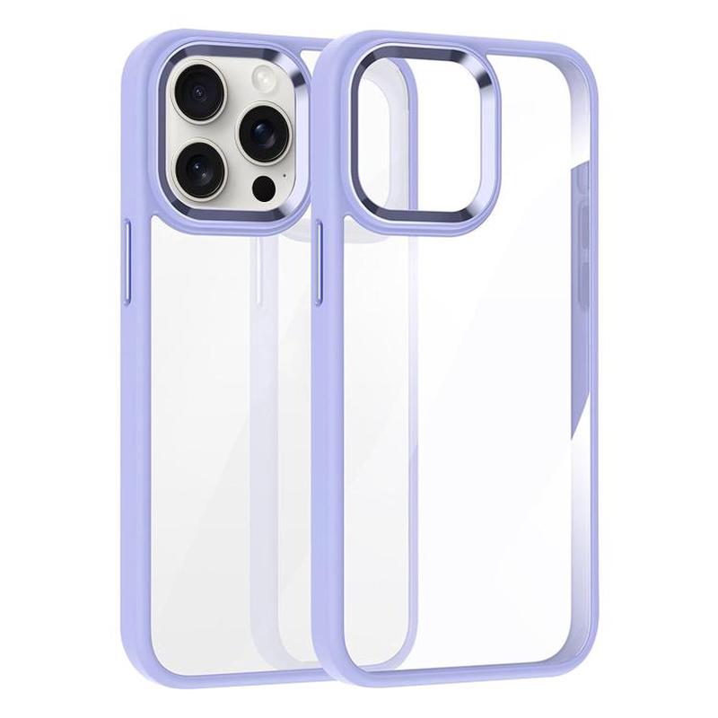 For iPhone 15 Pro Kalebol Gold Shield PC Hybrid TPU Phone Case(Light Purple)