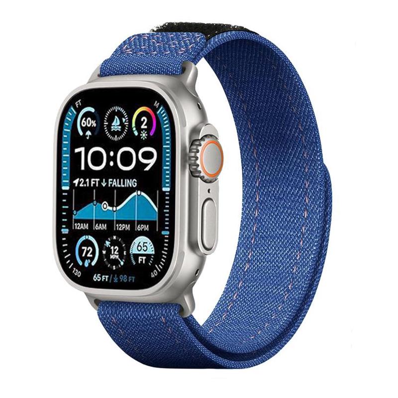 For Apple Watch 42mm / 41mm / 40mm / 38mm Kalebol Cool Denim Nylon Hook and Loop Fastener Watch Band(Blue)