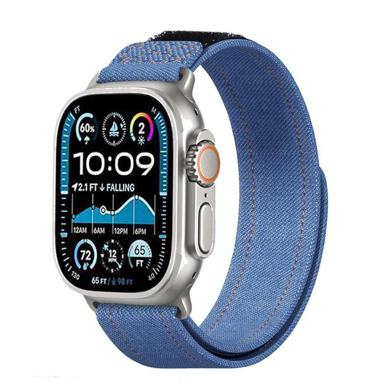 For Apple Watch 42mm / 41mm / 40mm / 38mm Kalebol Cool Denim Nylon Hook and Loop Fastener Watch Band(Dark Blue)