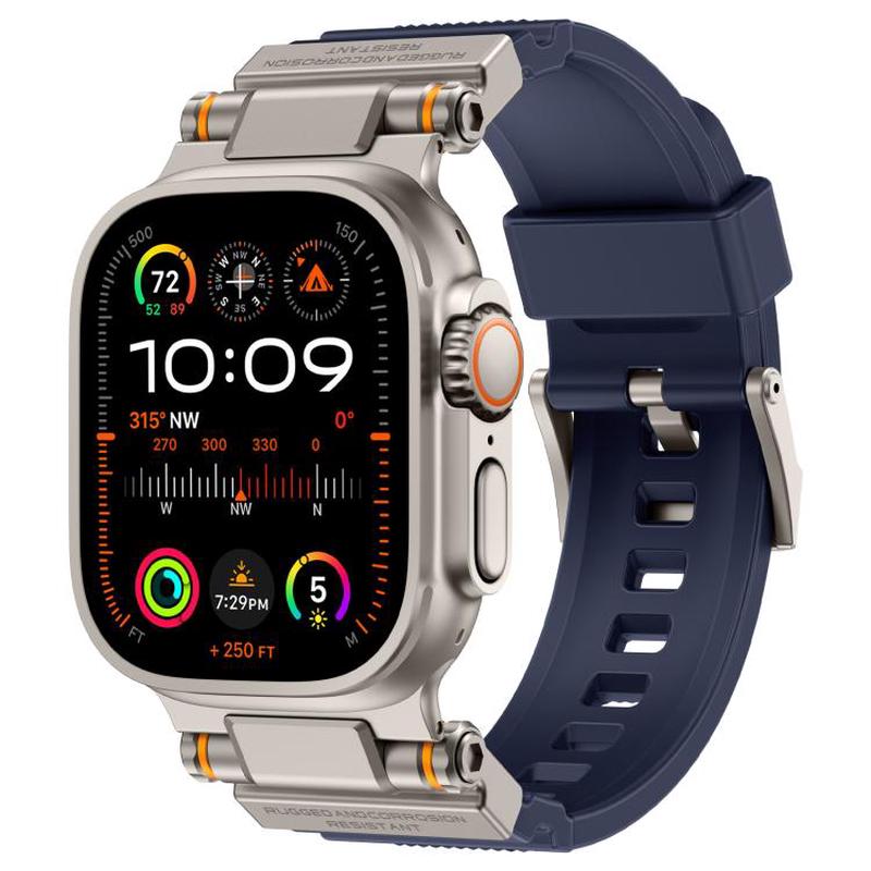 For Apple Watch 46mm / 49mm / 45mm / 44mm Kalebol Outdoor Explorer Metal Connector TPU Watch Band(Titanium Blue)