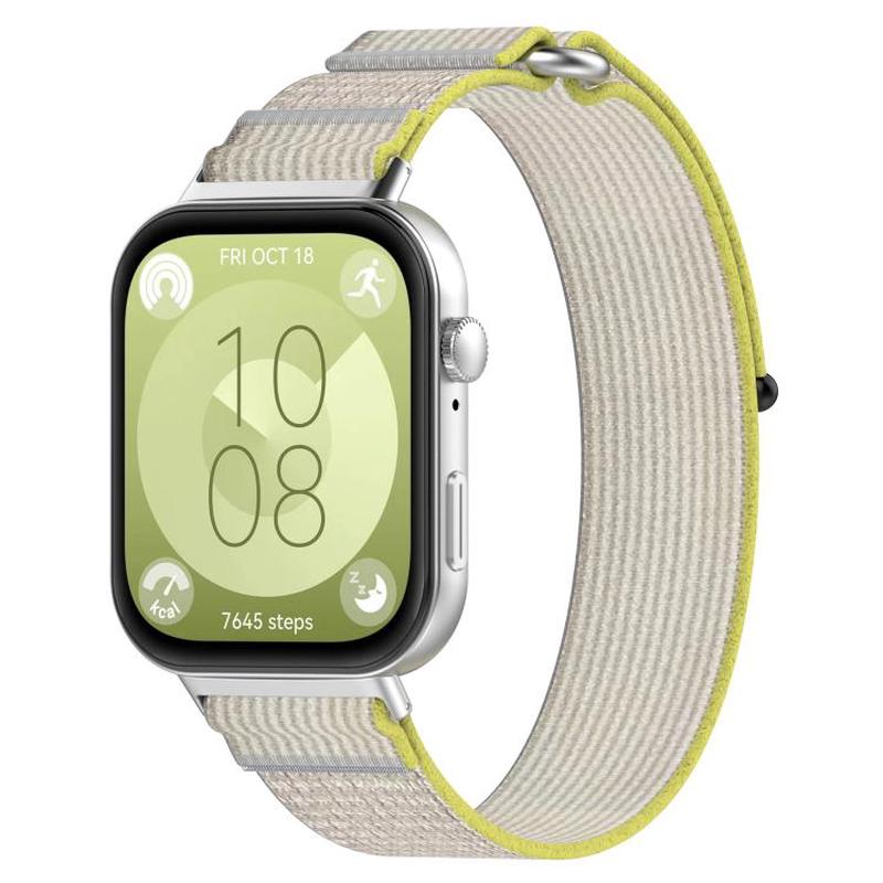 For Huawei Watch Fit3 Kalebol Wild Path Nylon Strap(Yellow + Grey)