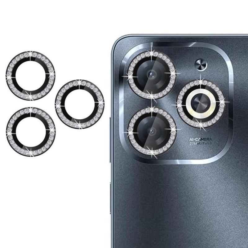 For Infinix Smart 8 Kalebol Individual Camera Lens Diamond Ring Protector(Black)