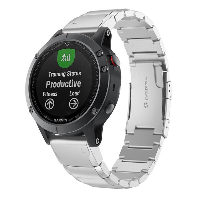 For Garmin QuickFit 22mm Kalebol Turtle Back Buckle Stainless Steel Watch Band(Silver)