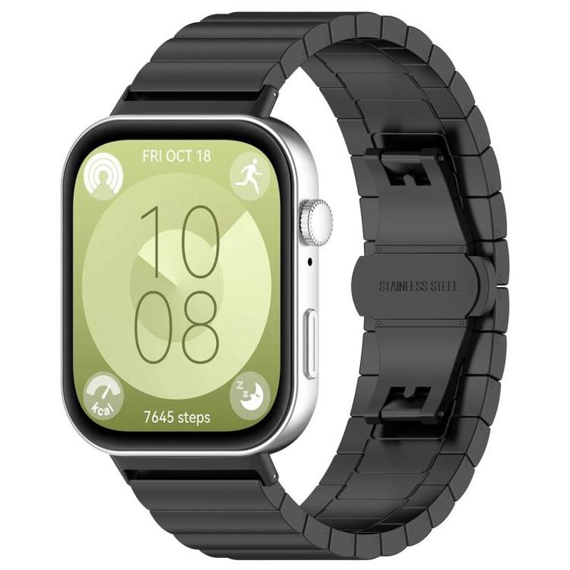 For Huawei Watch Fit3 Kalebol Solid Stainless Steel Strap(Black)