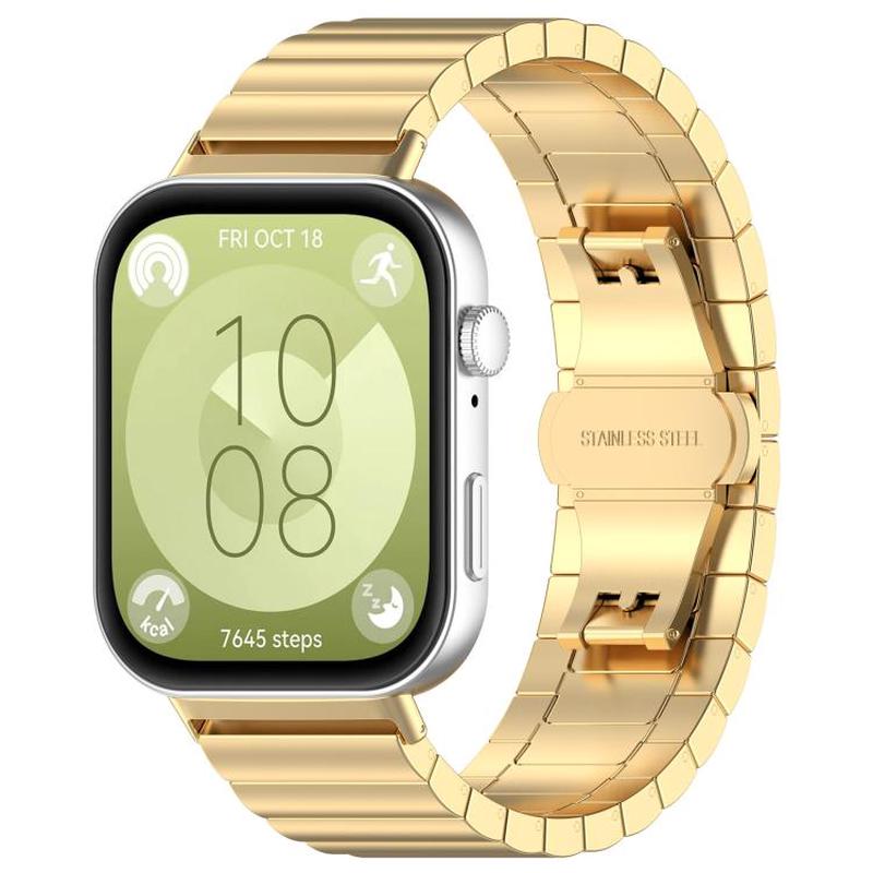For Huawei Watch Fit3 Kalebol Solid Stainless Steel Strap(Gold)