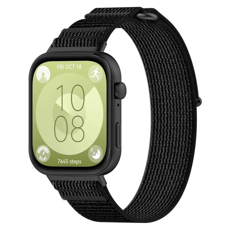 For Huawei Watch Fit3 Kalebol Wild Path Nylon Strap(Black + Grey)