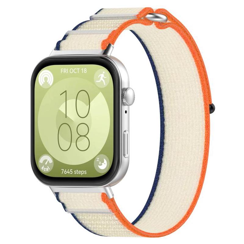 For Huawei Watch Fit3 Kalebol Wild Path Nylon Strap(Orange + Beige)