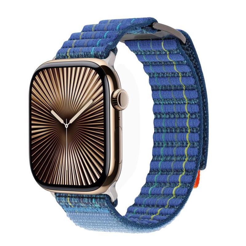 For Apple Watch 42mm / 41mm / 40mm / 38mm Kalebol Dual-section Sports Nylon Loop Watch Band(Deep Sea Blue)