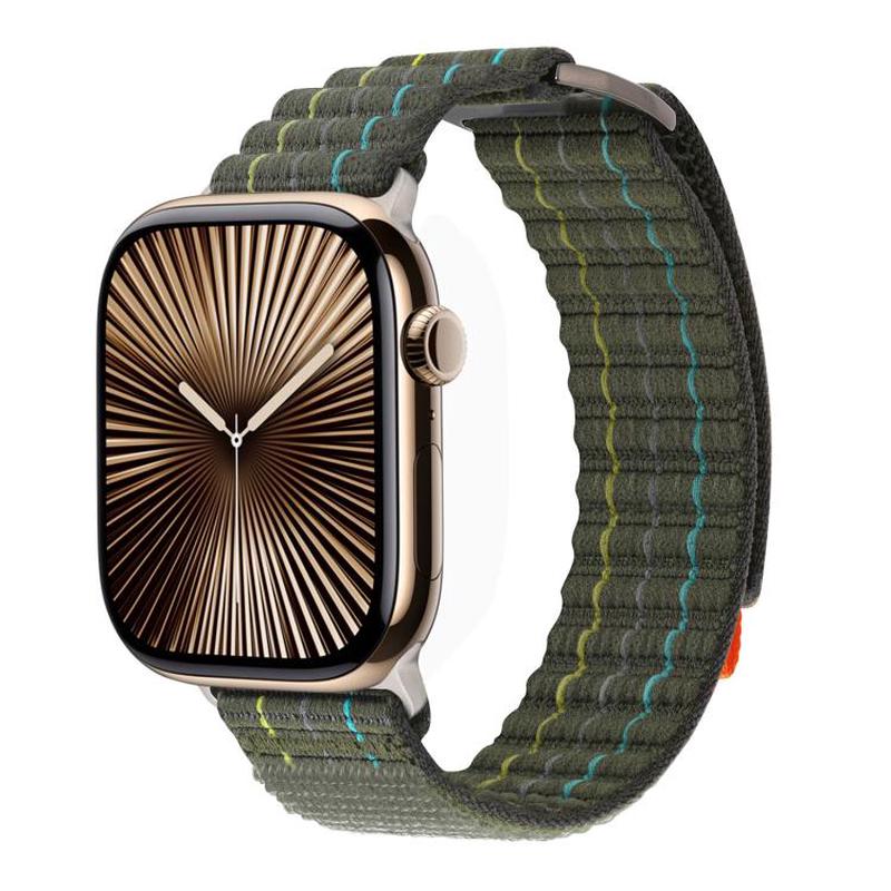 For Apple Watch 42mm / 41mm / 40mm / 38mm Kalebol Dual-section Sports Nylon Loop Watch Band(Green)