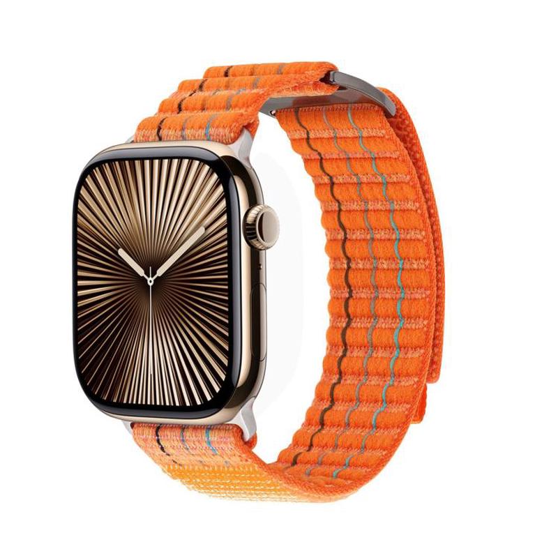 For Apple Watch 42mm / 41mm / 40mm / 38mm Kalebol Dual-section Sports Nylon Loop Watch Band(Orange)