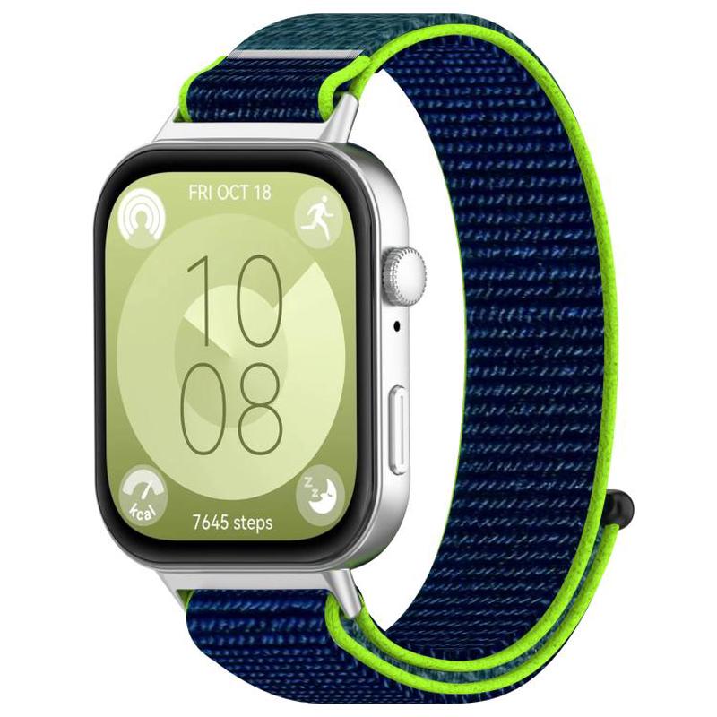 For Huawei Watch Fit3 Kalebol Hook and Loop Nylon Strap(Lime Green)