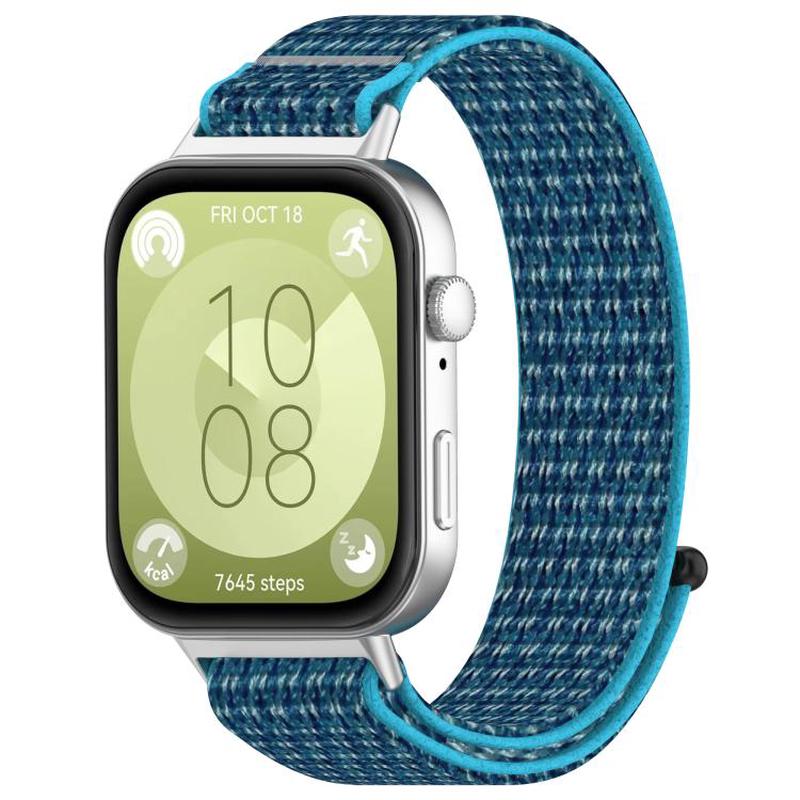 For Huawei Watch Fit3 Kalebol Hook and Loop Nylon Strap(Sea Blue)