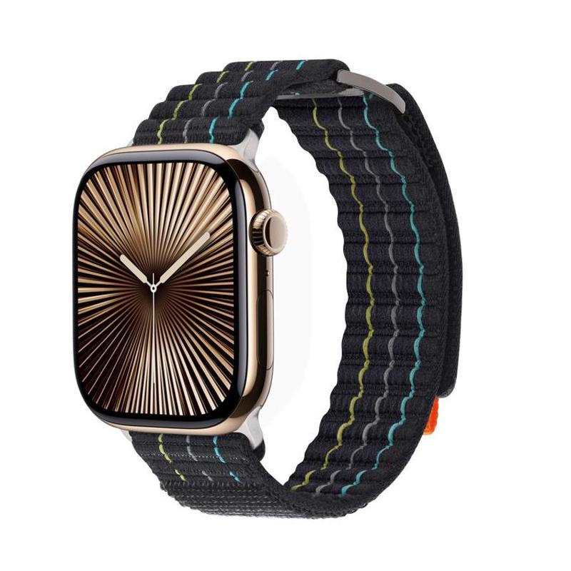 For Apple Watch 42mm / 41mm / 40mm / 38mm Kalebol Dual-section Sports Nylon Loop Watch Band(Black)