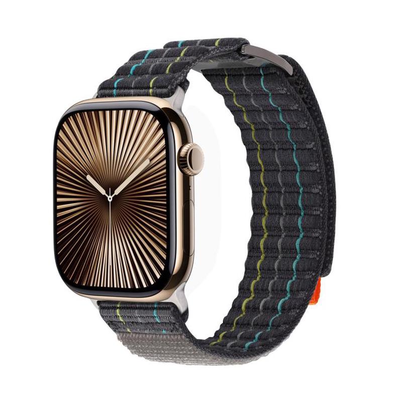 For Apple Watch 42mm / 41mm / 40mm / 38mm Kalebol Dual-section Sports Nylon Loop Watch Band(Charcoal Grey)