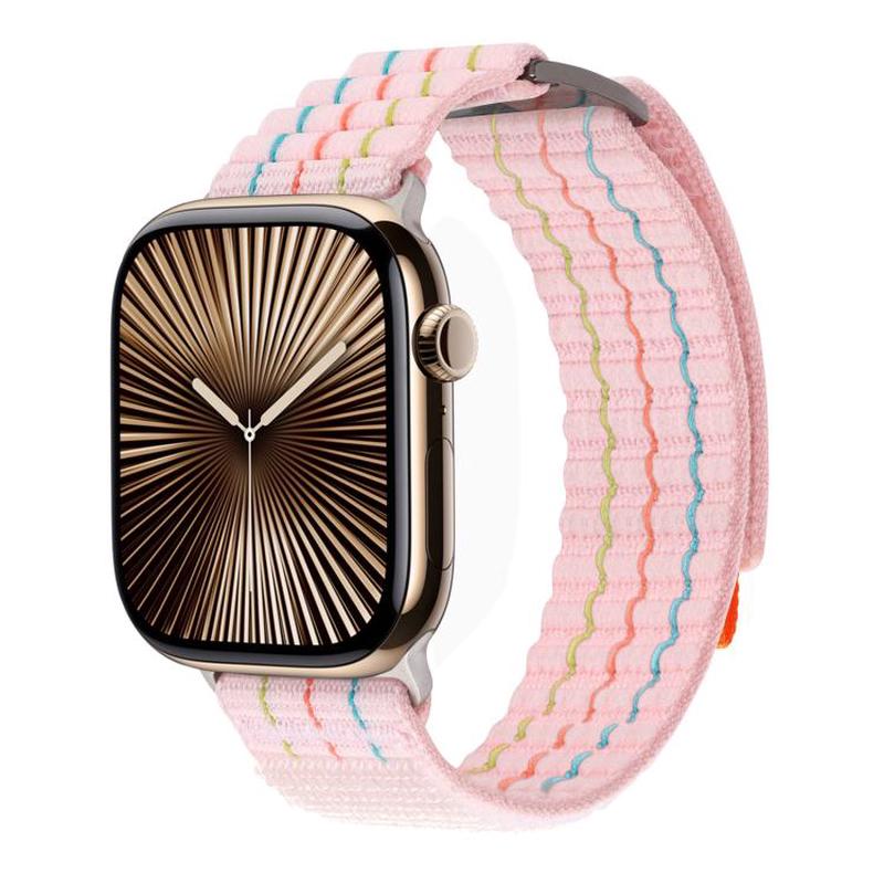For Apple Watch 42mm / 41mm / 40mm / 38mm Kalebol Dual-section Sports Nylon Loop Watch Band(Cherry Blossom Pink)